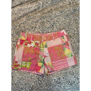 Lilly Pulitzer Pink Patchwork Shorts Size 4 Tropical Patchwork Design
